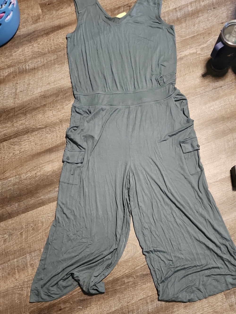 Lisa Rinna Collection Sleeveless Wide-Leg Jumpsuit in Olive